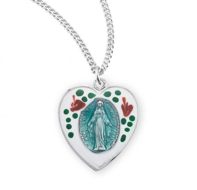 Sterling Silver Enameled Miraculous Medal