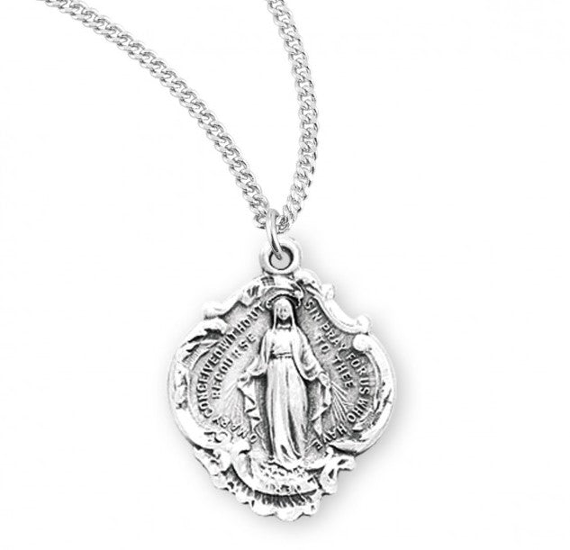 Sterling Silver Fancy Baroque Style Miraculous Medal