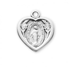 Sterling Silver Heart Shaped Miraculous Medal