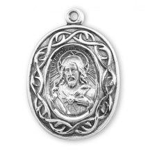 Load image into Gallery viewer, &quot;Crown of Thorns&quot; Sterling Silver Scapular Medal 18 Inch Chain
