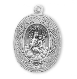 "Crown of Thorns" Sterling Silver Scapular Medal 18 Inch Chain