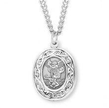 Load image into Gallery viewer, Saint Michael Oval Sterling Silver &quot;Crown of Thorns&quot; Medal
