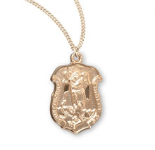 Load image into Gallery viewer, Saint Michael Gold Over Sterling Silver Badge Medal
