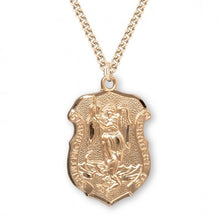 Load image into Gallery viewer, Saint Michael Gold Over Sterling Silver Badge Medal
