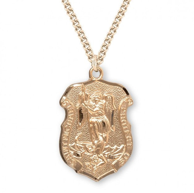 Saint Michael Gold Over Sterling Silver Badge Medal