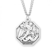 Load image into Gallery viewer, Saint Michael Octagon Sterling Silver Medal
