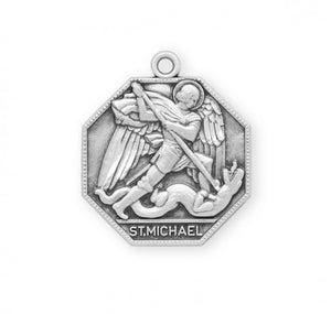 Saint Michael Octagon Sterling Silver Medal