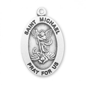 Saint Michael Archangel Oval Sterling Silver Medal