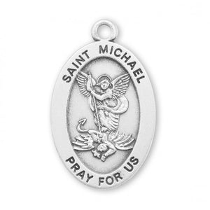 Saint Michael Archangel Oval Sterling Silver Medal