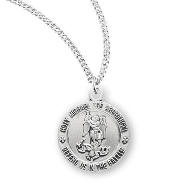 Saint Michael Round Sterling Silver Medal