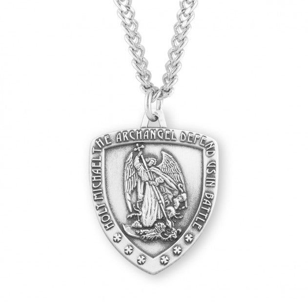 Saint Michael Sterling Silver Shield Medal