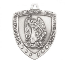 Load image into Gallery viewer, Saint Michael Sterling Silver Shield Medal
