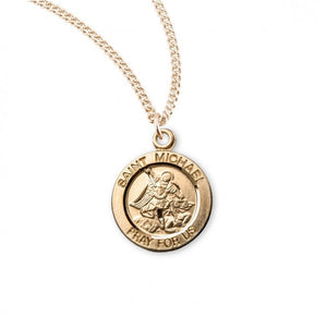 Patron Saint Michael Round Gold Over Sterling Silver Medal