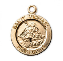 Load image into Gallery viewer, Patron Saint Michael Round Gold Over Sterling Silver Medal
