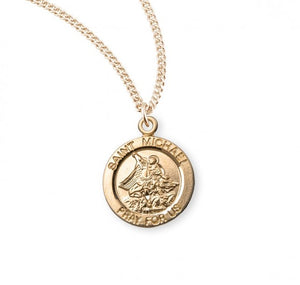 Patron Saint Michael Round Gold Over Sterling Silver Medal