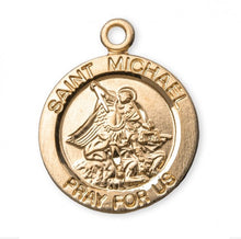 Load image into Gallery viewer, Patron Saint Michael Round Gold Over Sterling Silver Medal
