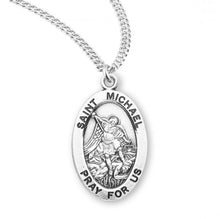 Load image into Gallery viewer, Patron Saint Michael Oval Sterling Silver Medal
