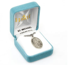 Load image into Gallery viewer, Saint Michael oval medal-pendant.
