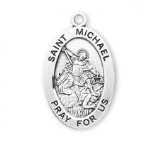 Load image into Gallery viewer, Patron Saint Michael Oval Sterling Silver Medal
