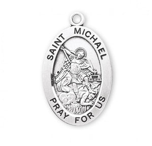 Patron Saint Michael Oval Sterling Silver Medal