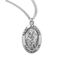 Load image into Gallery viewer, Patron Saint Anthony Oval Sterling Silver Medal
