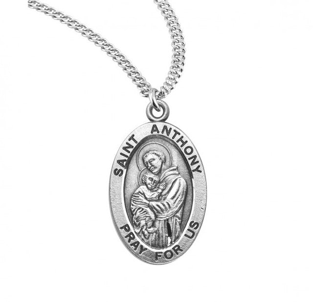 Patron Saint Anthony Oval Sterling Silver Medal