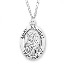 Load image into Gallery viewer, Patron Saint Anthony Oval Sterling Silver Medal
