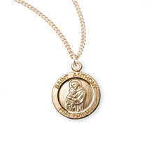 Load image into Gallery viewer, Patron Saint Anthony Round Gold Over Sterling Silver Medal
