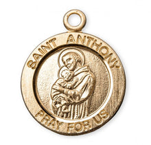 Load image into Gallery viewer, Patron Saint Anthony Round Gold Over Sterling Silver Medal
