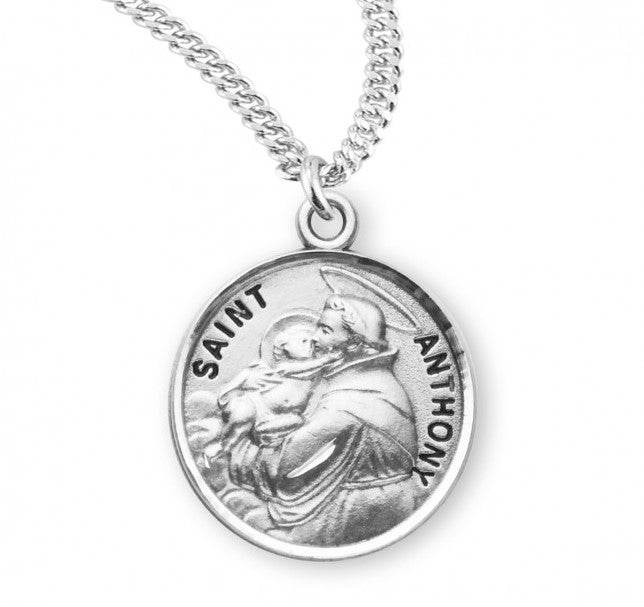 Patron Saint Anthony Round Sterling Silver Medal