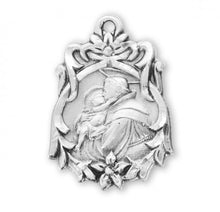 Load image into Gallery viewer, Saint Anthony Floral Bordered Sterling Silver Medal
