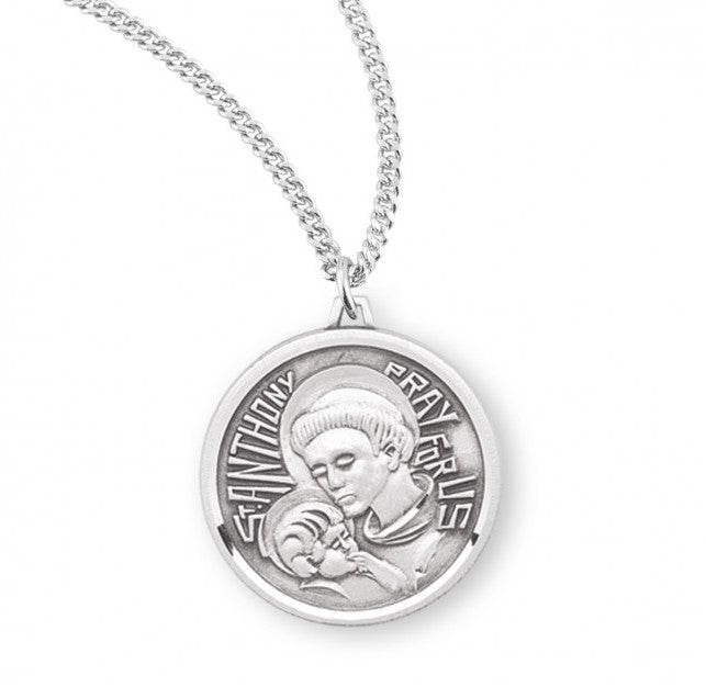 Saint Anthony Round Sterling Silver Medal