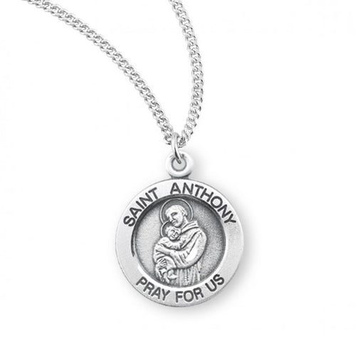 Saint Anthony Round Sterling Silver Medal