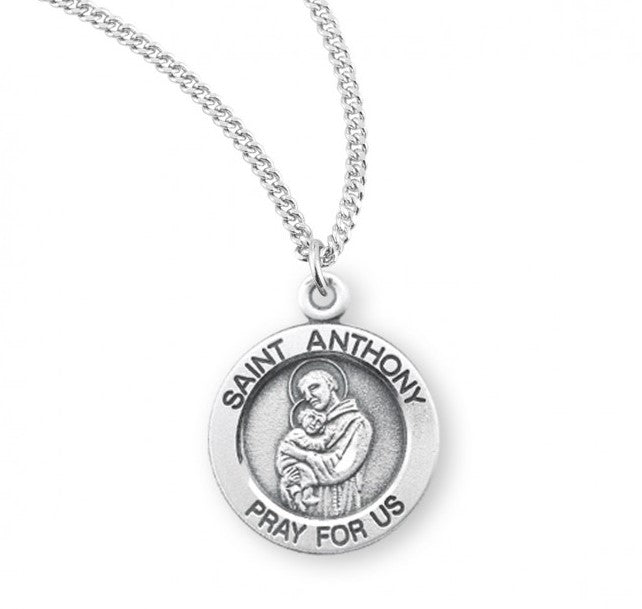 Saint Anthony Round Sterling Silver Medal