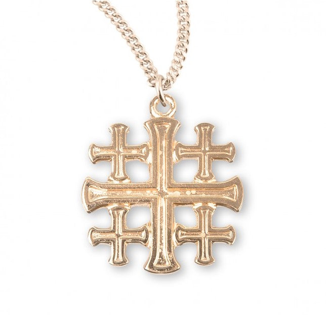 Gold Over Sterling Silver Jerusalem Cross