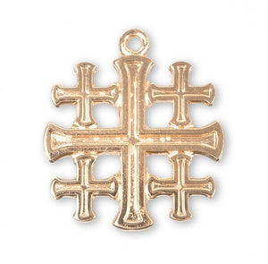 Gold Over Sterling Silver Jerusalem Cross