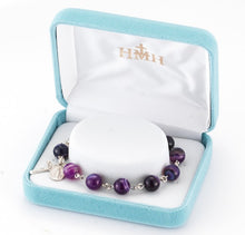 Load image into Gallery viewer, Purple Agate Rosary Bracelet With Miraculous Medal
