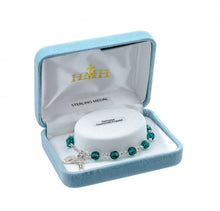 Load image into Gallery viewer, Irish Emerald Clover Shaped Swarovski Crystal Bead Rosary Bracelet
