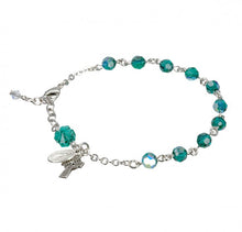 Load image into Gallery viewer, Irish Emerald Clover Shaped Swarovski Crystal Bead Rosary Bracelet
