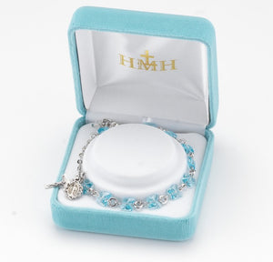 Aqua Butterfly Swarovski Crystal Rosary Bracelet