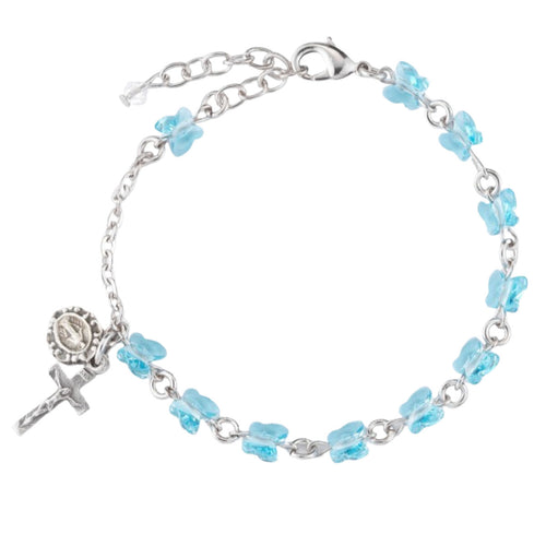 Aqua Butterfly Swarovski Crystal Rosary Bracelet