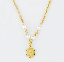 Load image into Gallery viewer, Created Miraculous Medal Imitation Swarovski Pearl Necklace
