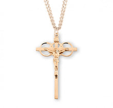 Load image into Gallery viewer, Gold Over Sterling Silver Three Ring Wedding Crucifix
