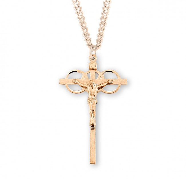 Gold Over Sterling Silver Three Ring Wedding Crucifix