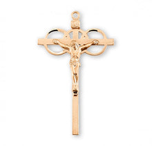 Load image into Gallery viewer, Gold Over Sterling Silver Three Ring Wedding Crucifix
