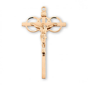 Gold Over Sterling Silver Three Ring Wedding Crucifix