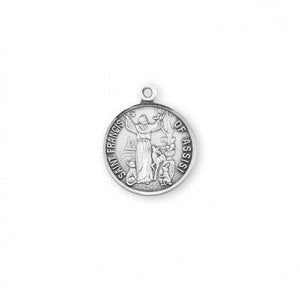 Sterling Silver Saint Francis of Assisi Round Medal Pendant