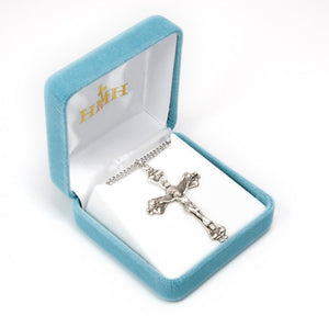 Sterling Silver Baroque Scroll Tipped Crucifix