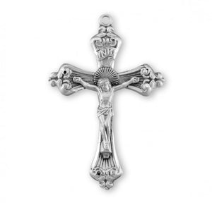 Sterling Silver Baroque Scroll Tipped Crucifix