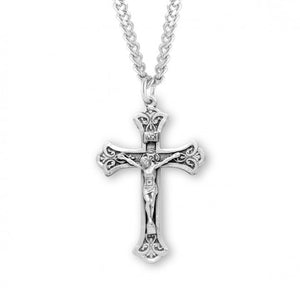 Sterling silver fine flared crucifix 